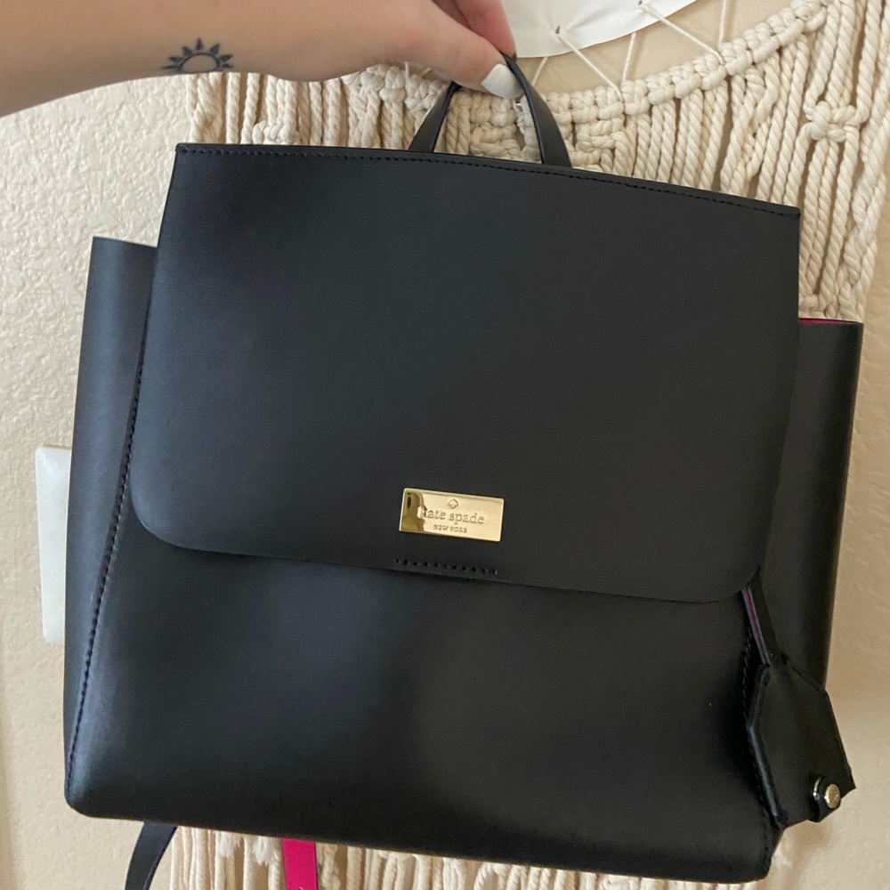 Kate Spade Black Leather Backpack